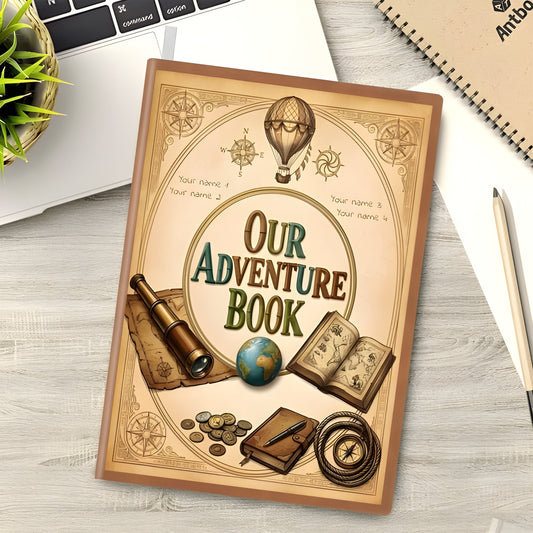 A5 adventure book notebook front cover with parchment-style adventure artwork