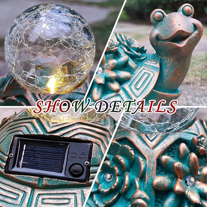 Solar Turtle Garden Statue Holding Lantern - Hand-Painted UV-Resistant Resin Outdoor Decor