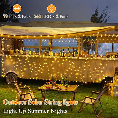 Solar String Lights 2 Pack – 480 LED 158ft Warm White | IP67 Waterproof | Auto Dusk-to-Dawn | 8 Modes Memory | Garden Patio Wedding Party Outdoor