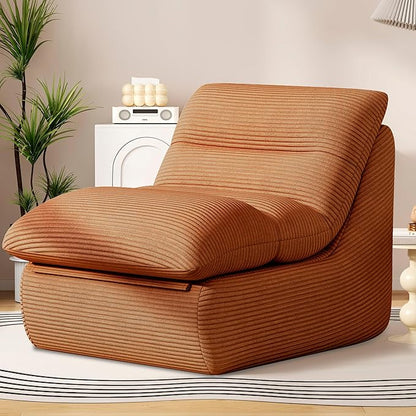 Terracotta Corduroy Ergonomic Floor Lounge Chair - Structured Memory Foam Seat with Lumbar Support for Boho Nursery, Reading, and Warm Interiors