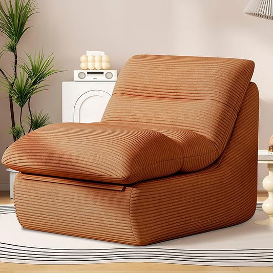 Terracotta Corduroy Ergonomic Floor Lounge Chair - Structured Memory Foam Seat with Lumbar Support for Boho Nursery, Reading, and Warm Interiors