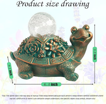 Solar Turtle Garden Statue Holding Lantern - Hand-Painted UV-Resistant Resin Outdoor Decor