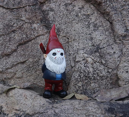 Horror Garden Gnome Decor - 5.5" Halloween Outdoor Statue, Spooky Valentines Gifts & Creepmas Collectible (Weatherproof Resin)