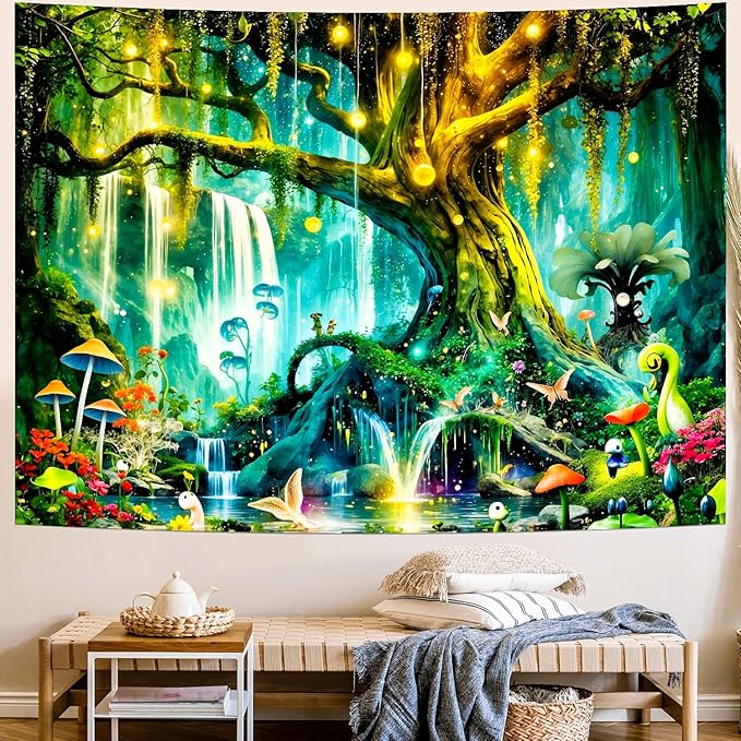 Magical Forest Tree of Life Tapestry – 59.1"x78.7" | 3D HD Print Enchanted Fairy Tale Nature | Mystical Wall Hanging Headboard for Bedroom & Living Room
