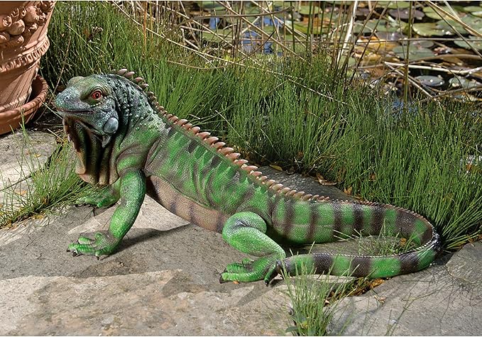 Iggy the Iguana Garden Statue - Large Colorful Hand-Painted Reptile Decor for Lawn, Patio, Porch, and Indoor-Outdoor Display