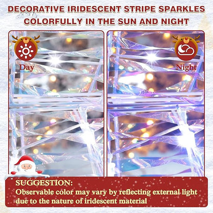 Iridescent snowman light strip detail with bright white LEDs and color-shifting sparkle