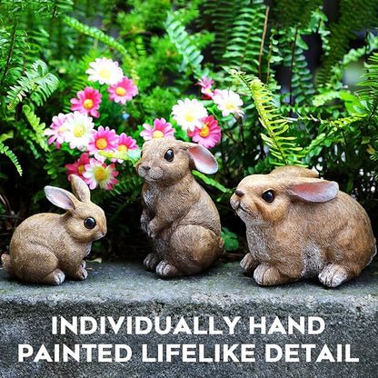Bunny Decor Yard Decorations Outdoor Set of 3, Bunny Decorations for Home Garden Outdoor Statues, Easter Rabbit Figurines mom Gifts