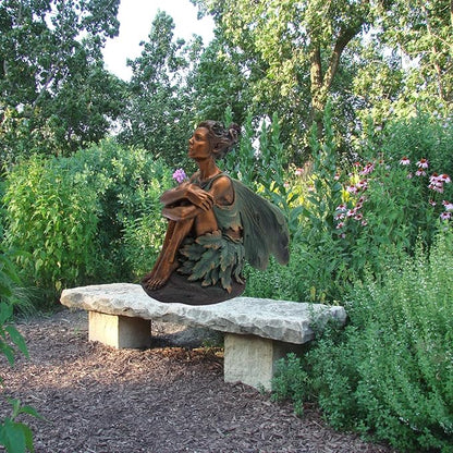 Fairy Garden Statue Holding Knees - 13-Inch Whimsical Resin Outdoor Decor