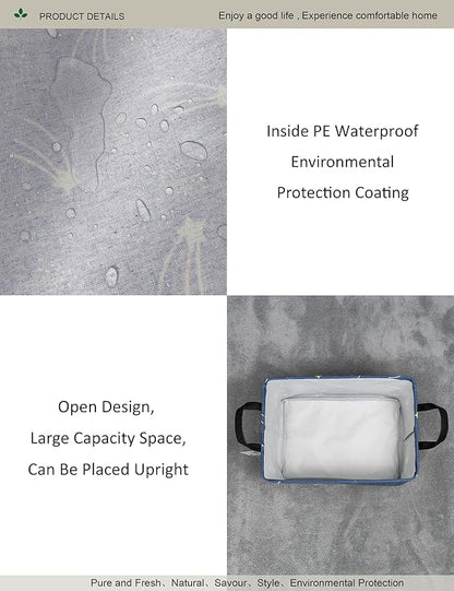 Shooting Stars Canvas Storage Hamper Basket - Foldable Waterproof Night Sky Bin for Kids Room, Teen Bedroom, and Gift Hampers