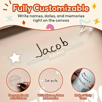 Customizable height chart canvas with handwritten name and sticker labels