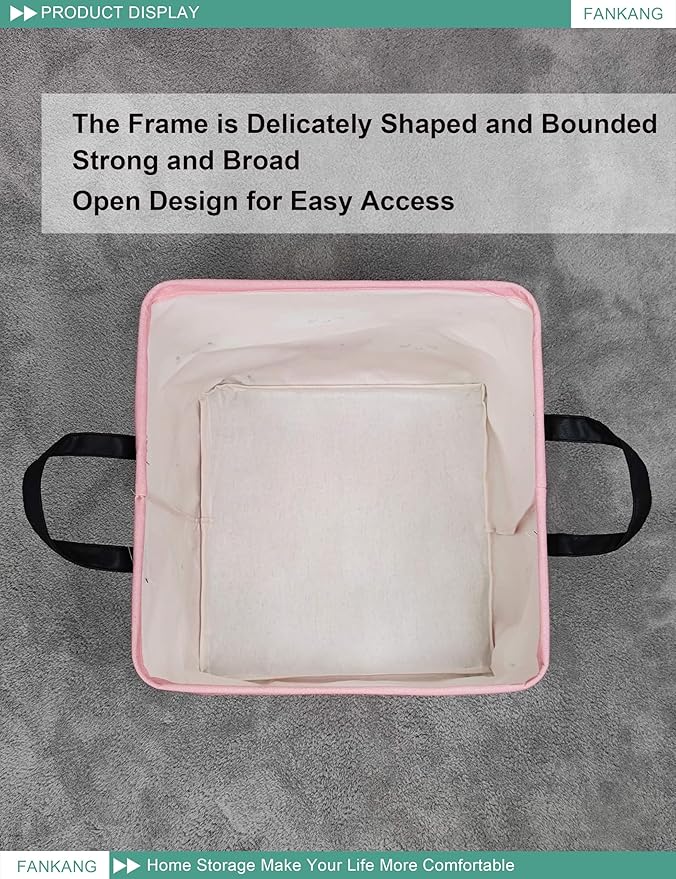 Pink Cloud Canvas Storage Bin - Foldable Waterproof Nursery Basket for Girls Room, Toys, and Baby Shower Gifts