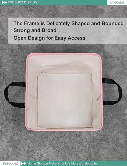 Pink Cloud Canvas Storage Bin - Foldable Waterproof Nursery Basket for Girls Room, Toys, and Baby Shower Gifts