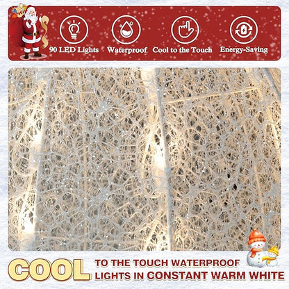 Warm white lit glitter mesh surface with small snowman figure at bottom right