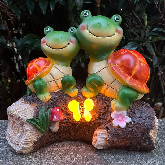 Malister Garden Turtle Figurines Outdoor Decor - Outdoor Statues with Solar LEDs for Patio Decor, Spring Summer Fall, Garden Art Outdoor Lawn Yard Art Gift, Statue Housewarming Gifts