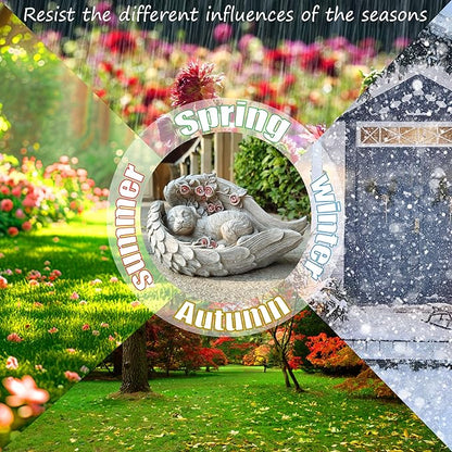 Solar Angel Dog Memorial Statue - Sleeping Dog with Angel Wings Resin Garden Decor