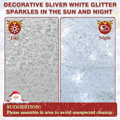 Decorative silver-white glitter sparkle panel for Christmas decoration, day and night