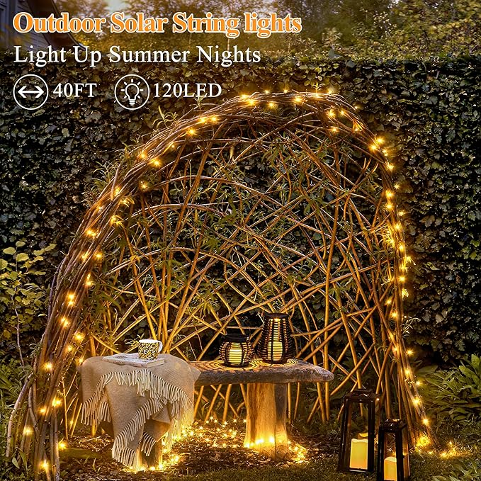 Solar String Lights – 240 LED 79ft Warm White | IP67 Waterproof | Auto Dusk-to-Dawn | 8 Modes Memory | Garden Party Wedding Outdoor Decor
