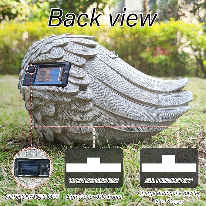 Solar Angel Cat Memorial Statue with LED Light - Resin Pet Remembrance Decor