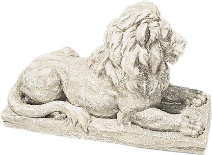 Lyndhurst Manor Lion Sentinel Statues Set of 2 - Antique Stone Resin Pair for Driveway, Gate, Entryway, Lawn, and Patio
