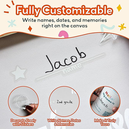 Customizable height chart canvas with handwritten name and marker writing
