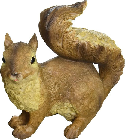 Design Toscano squirrel garden statue with a bushy raised tail and brown and cream finish