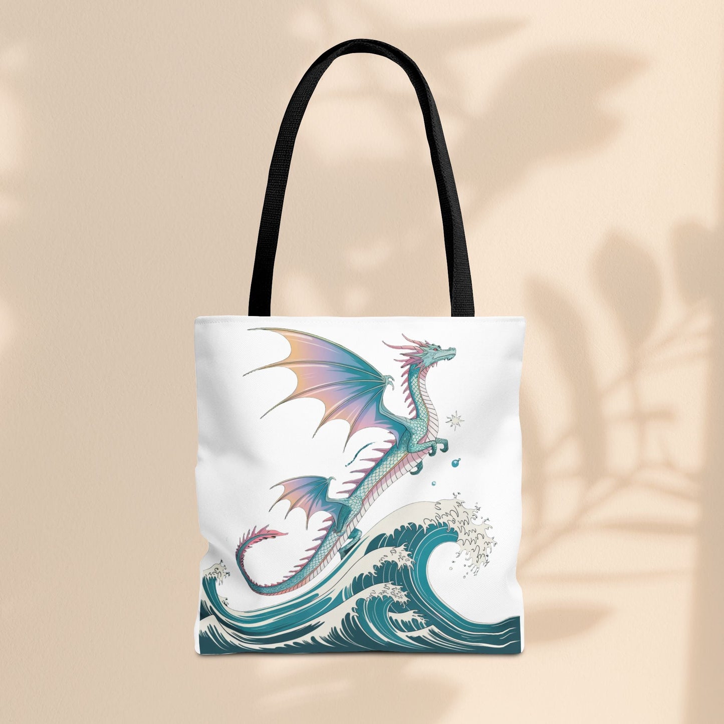 Dragons and Waves Tote Bag, Dragon Lovers Gift