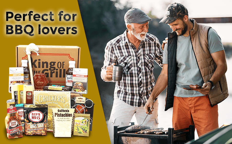 BBQ gift box set with King of the Grill package and assorted snack items