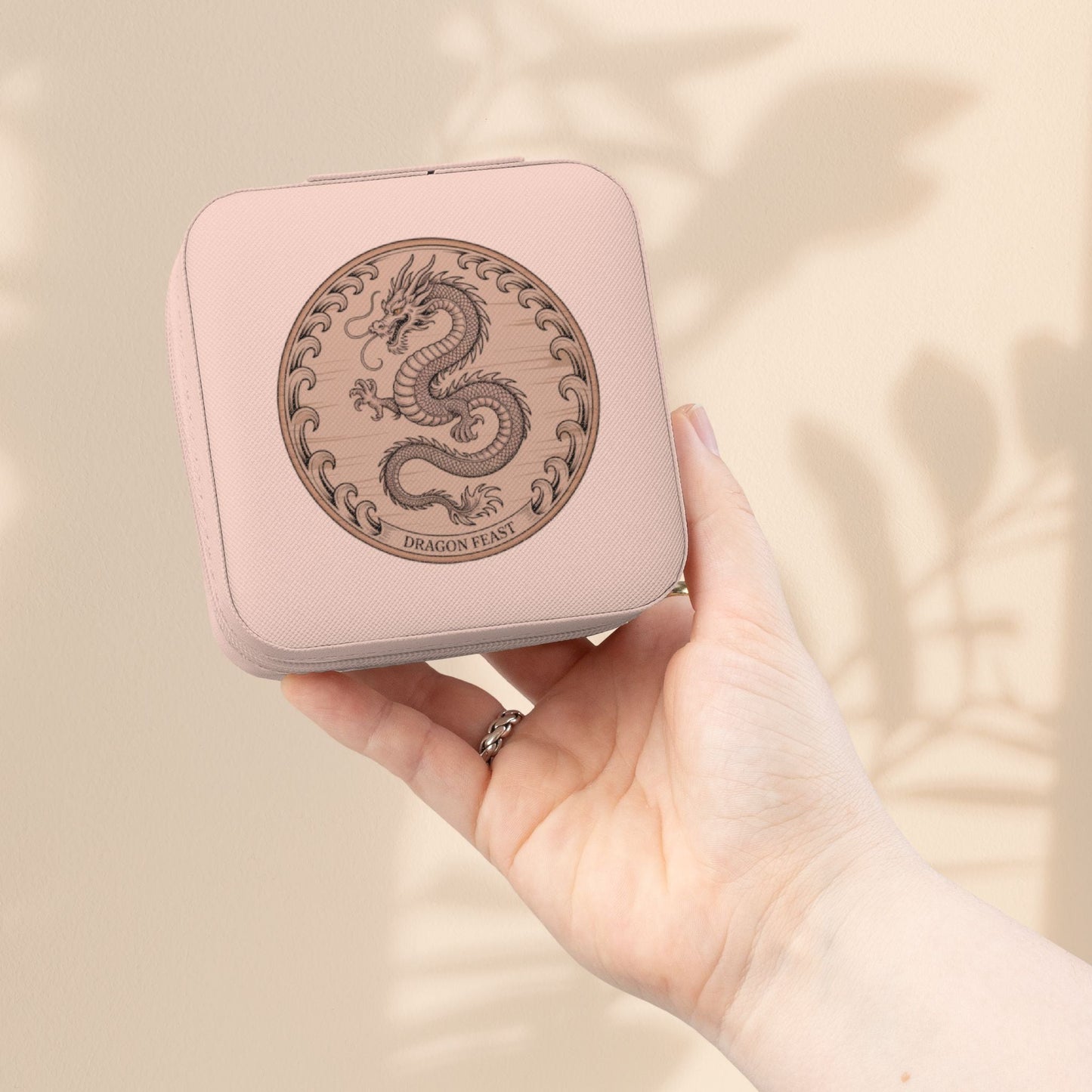 Dragon Jewelry Travel Case — Compact Pink Portable Organizer