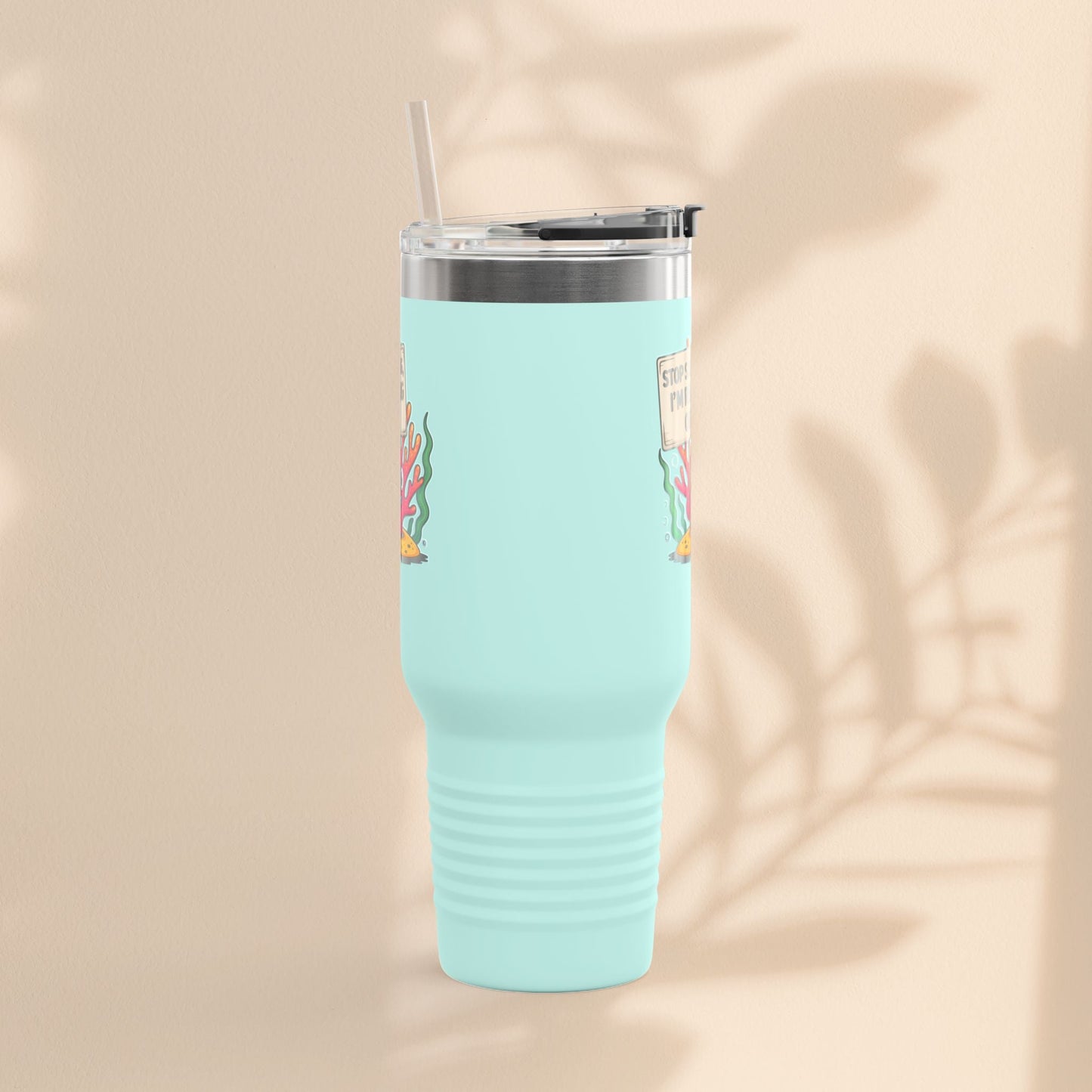 Colorful Coral Reef Insulated Travel Mug - Stop Staring, I'm Reefing Out!