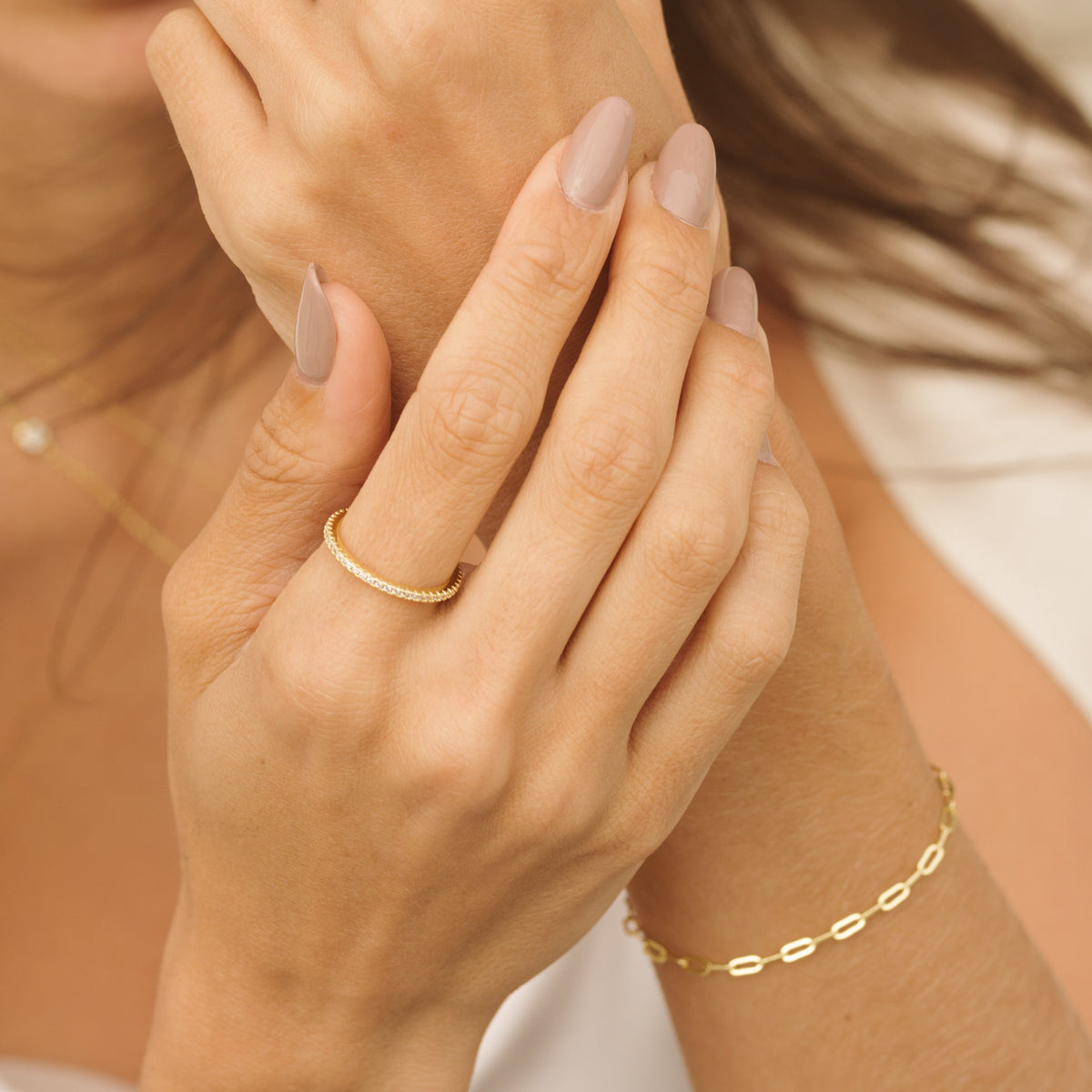CZ Eternity Ring | 2 mm Band, Gold or Silver Options