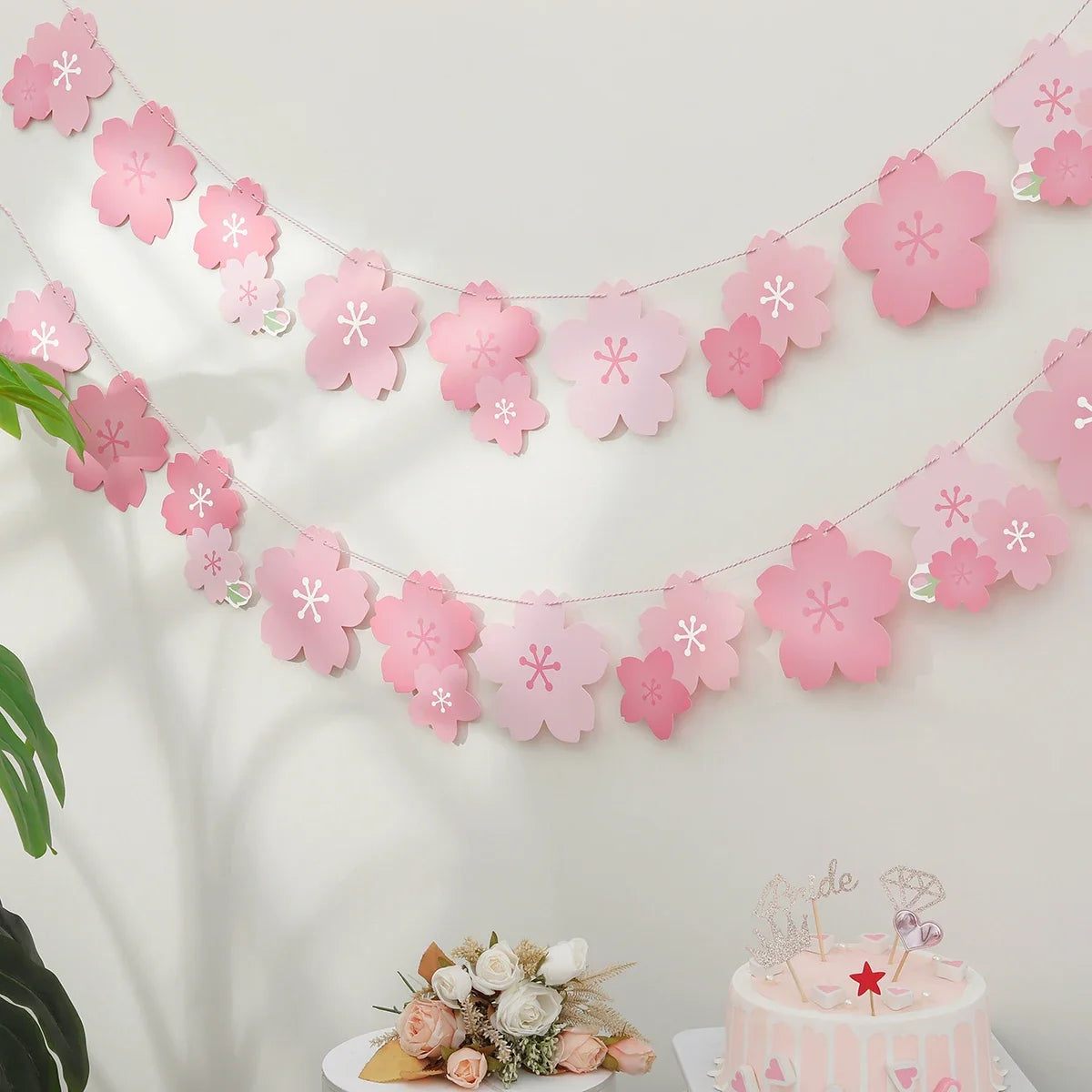 Kawaii Cherry Blossom Party Decoration – Paper Sakura Party Decor | Light Pink & Dark Pink | Kawaii Party Supplies