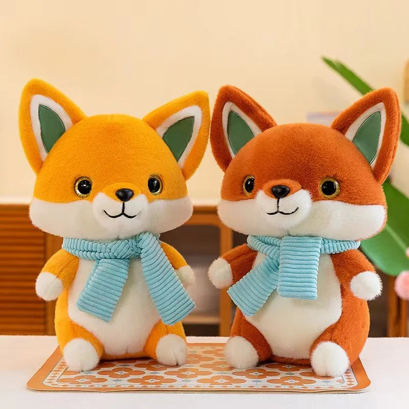 Kawaii Cozy Fox Plushie – Cute Scarf-Wearing Stuffed Animal | 25cm & 40cm
