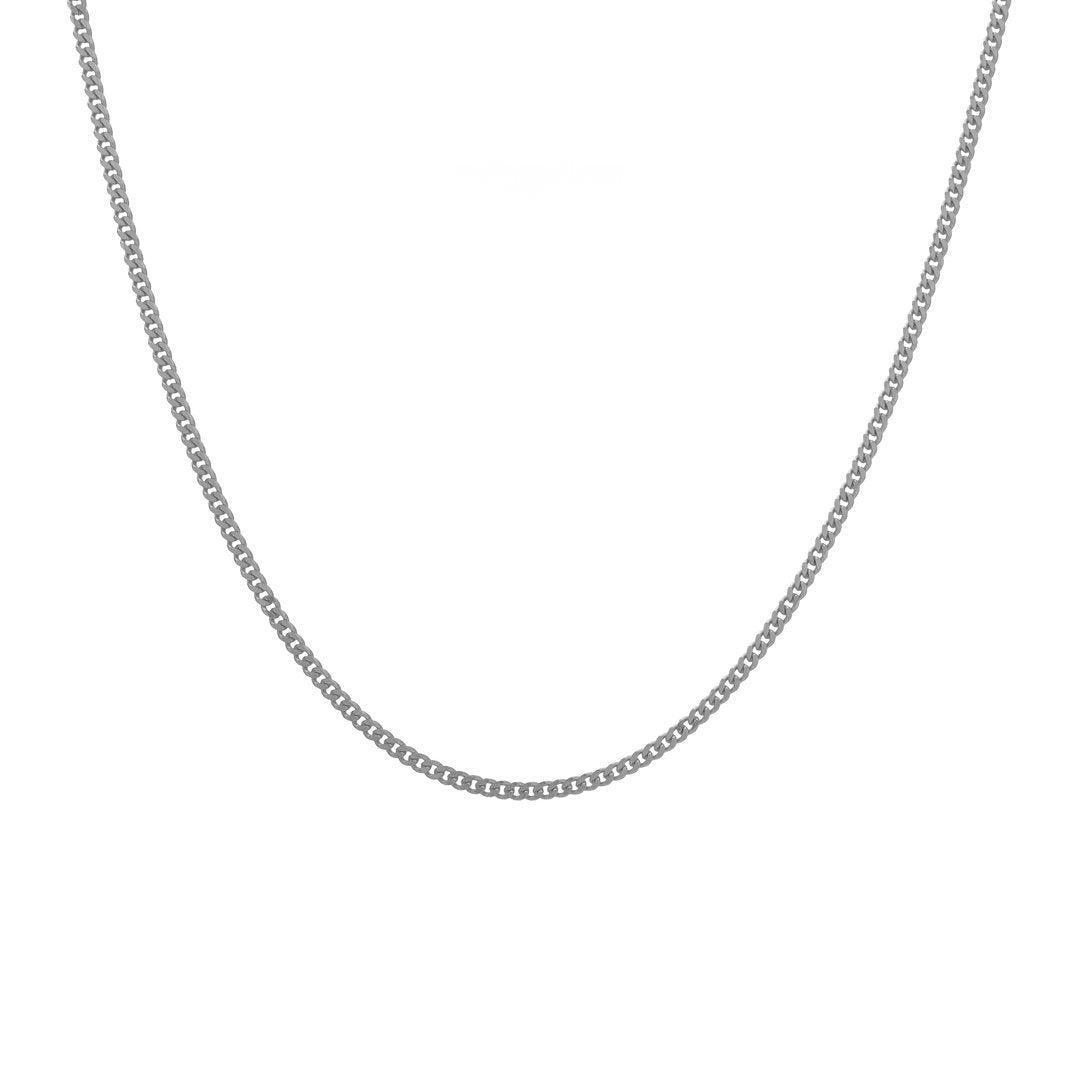 3 mm Miami Cuban link chain necklace, silver-tone, flat cable-style links
