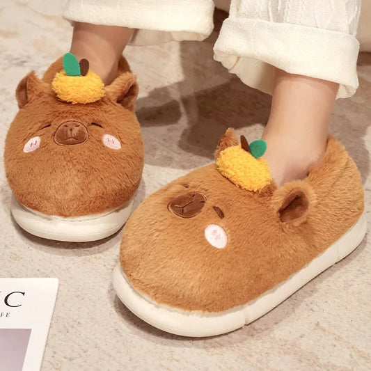 Kawaii Capybara Slippers – Cute Plush House Shoes | EU 37-44 | Size Chart Included