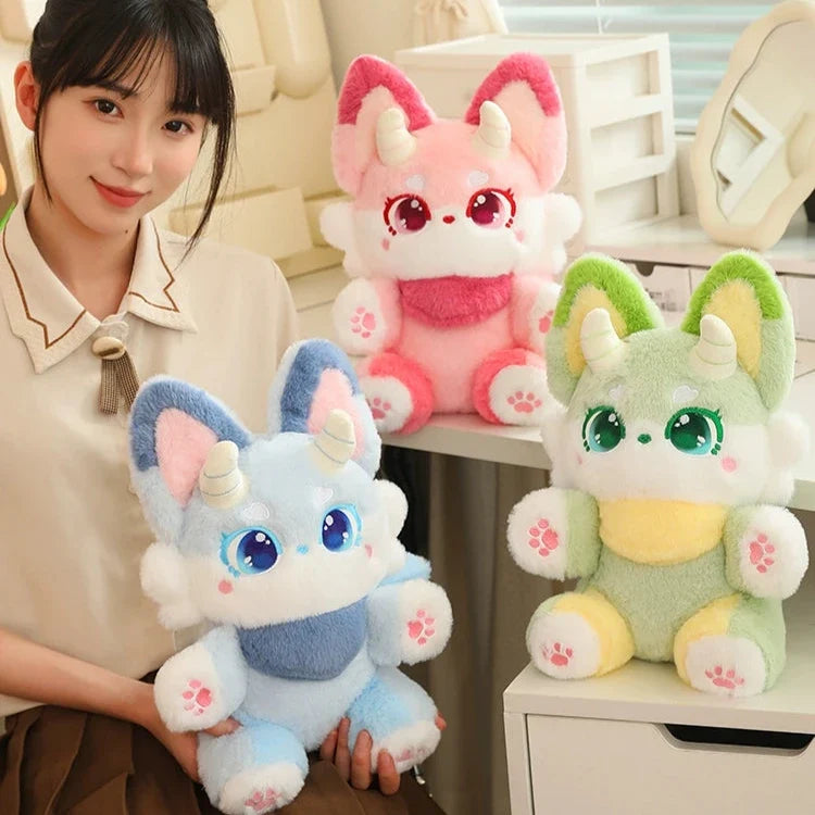 Kawaii Pastel Fantasy Fox Plushie – Soft Fairytale Stuffed Animal | 35cm & 50cm