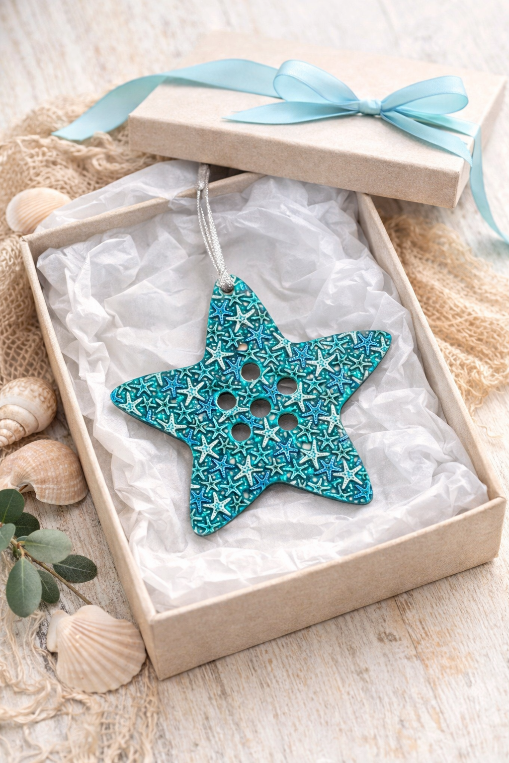 Starfish Coastal Holiday Ornament