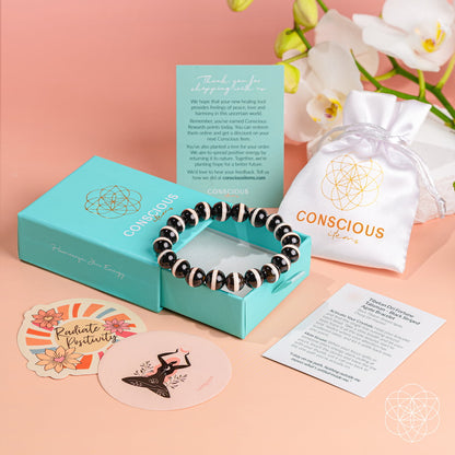 Tibetan Dzi Fortune Talisman Bracelet – Black Striped Agate