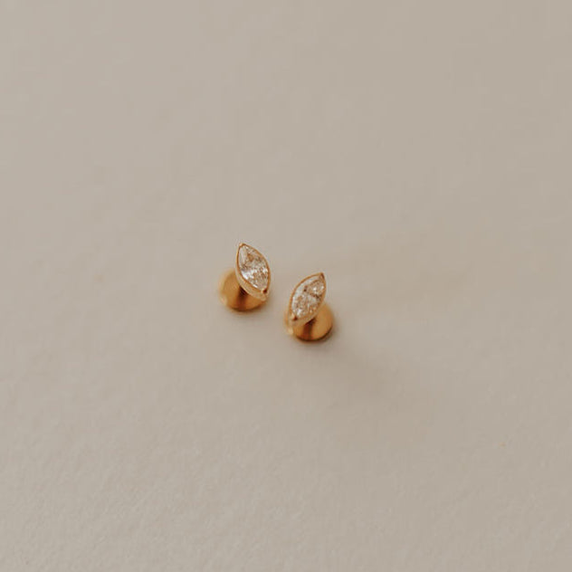 Zoe Marquise Titanium Flat Back Stud Earrings – Pair
