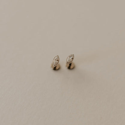 Zoe Marquise Titanium Flat Back Stud Earrings – Pair