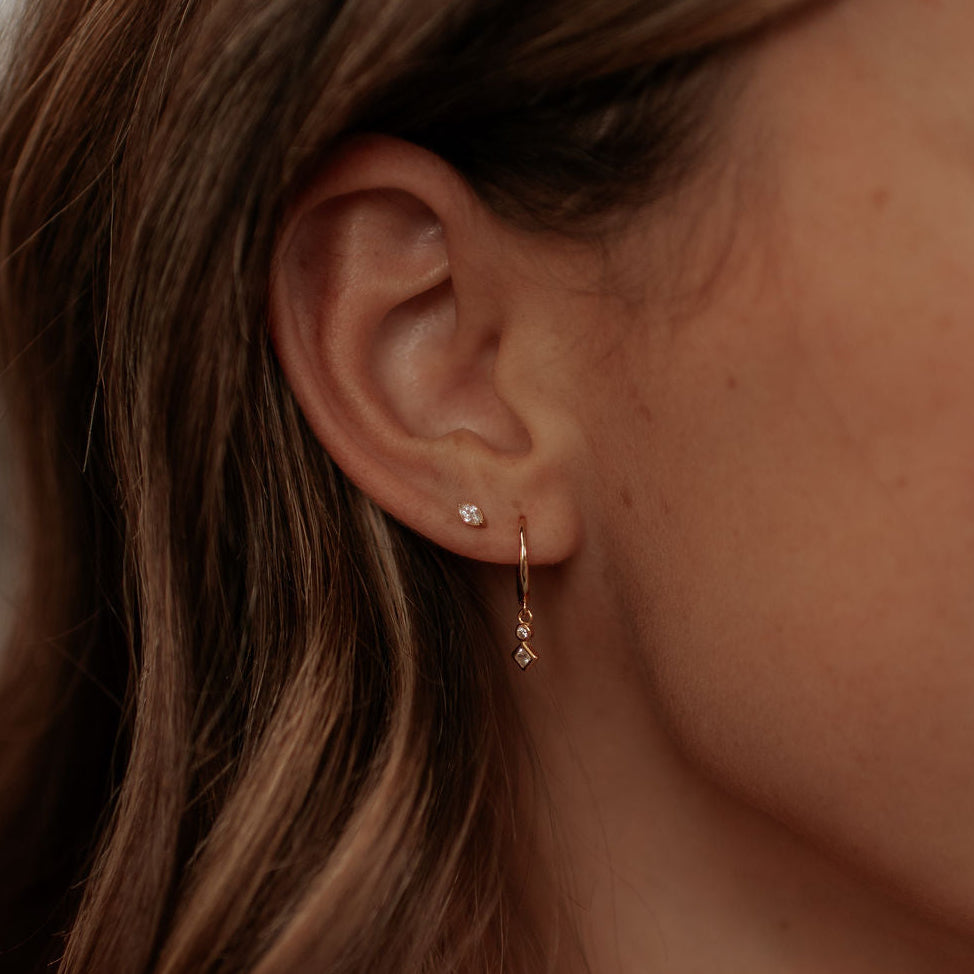 Zoe Marquise Titanium Flat Back Stud Earrings – Pair