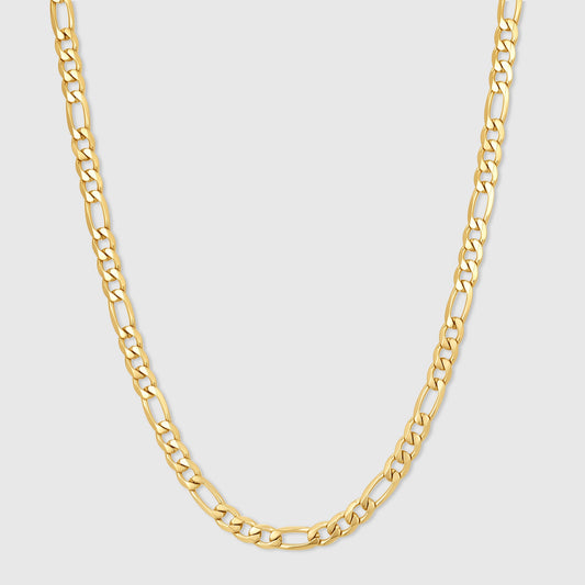 Gold-tone Figaro chain necklace with oval link pattern