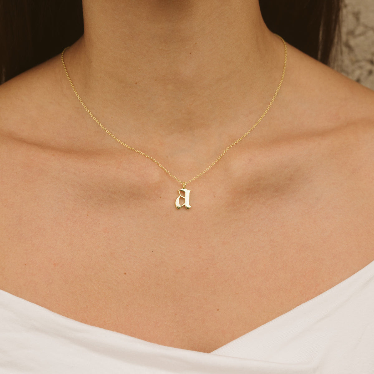 Old English Initial Necklace | 18K Gold Vermeil Letter Pendant