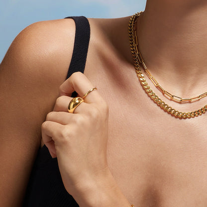 Large Dome Ring | Lightweight 18K Gold-Plated Band, 9.8 mm