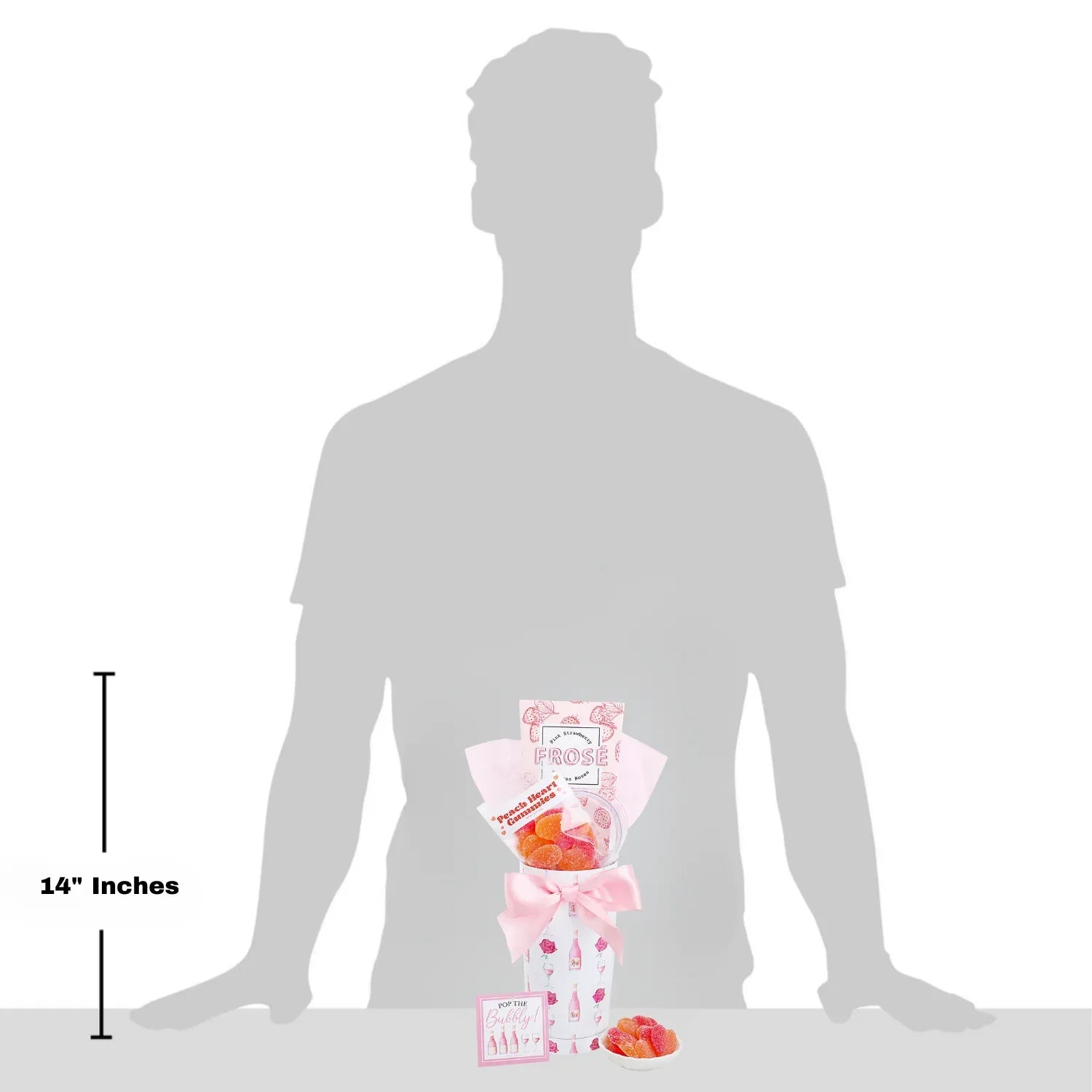 14-inch tumbler gift set with rose-themed pouch and pink bow