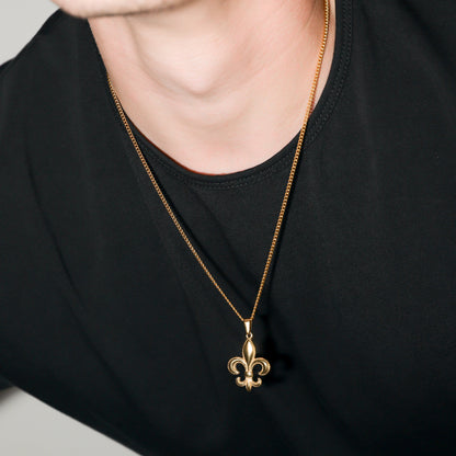 Fleur-de-Lis Pendant Necklace | 18K Gold PVD Steel, 20.8 Inches