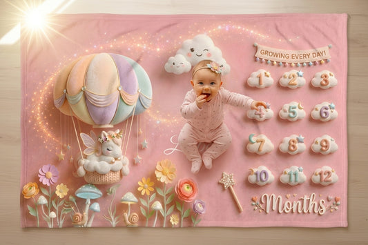 Personalized Baby Milestone Unicorn Blanket with Name | Monthly Photo Keepsake | Custom Unicorn Baby Gift