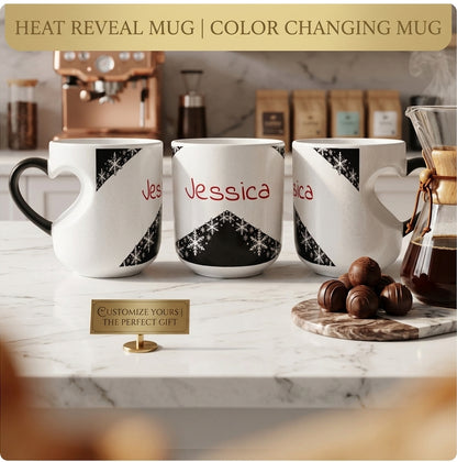 Personalized Heat-Reveal Snowflake Mug | Custom Name Winter Gift
