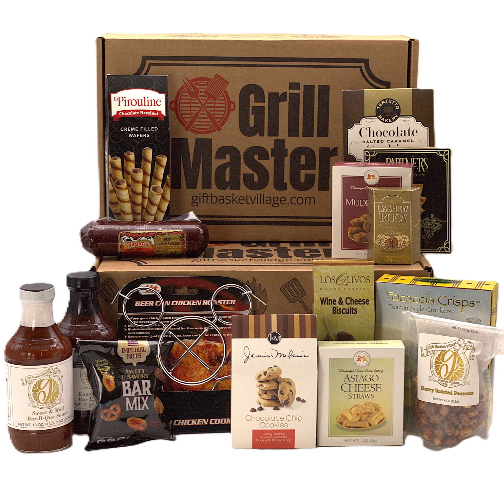 Grill Master gift box with assorted snacks, cookies, caramel and nuts