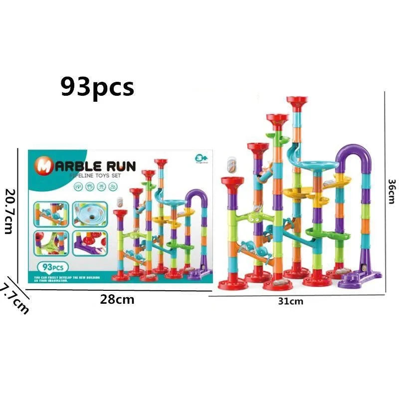 Marble Run Race Track Building Blocks – 3D Maze Ball Roll Toy | 50–232 Pieces | STEM DIY Coaster Set | Kids Birthday Christmas Gift
