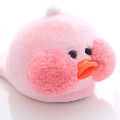 Kawaii Plush Ducky Slippers – Cute Fluffy Duck Footwear | Yellow & Pink | Sizes 36–41